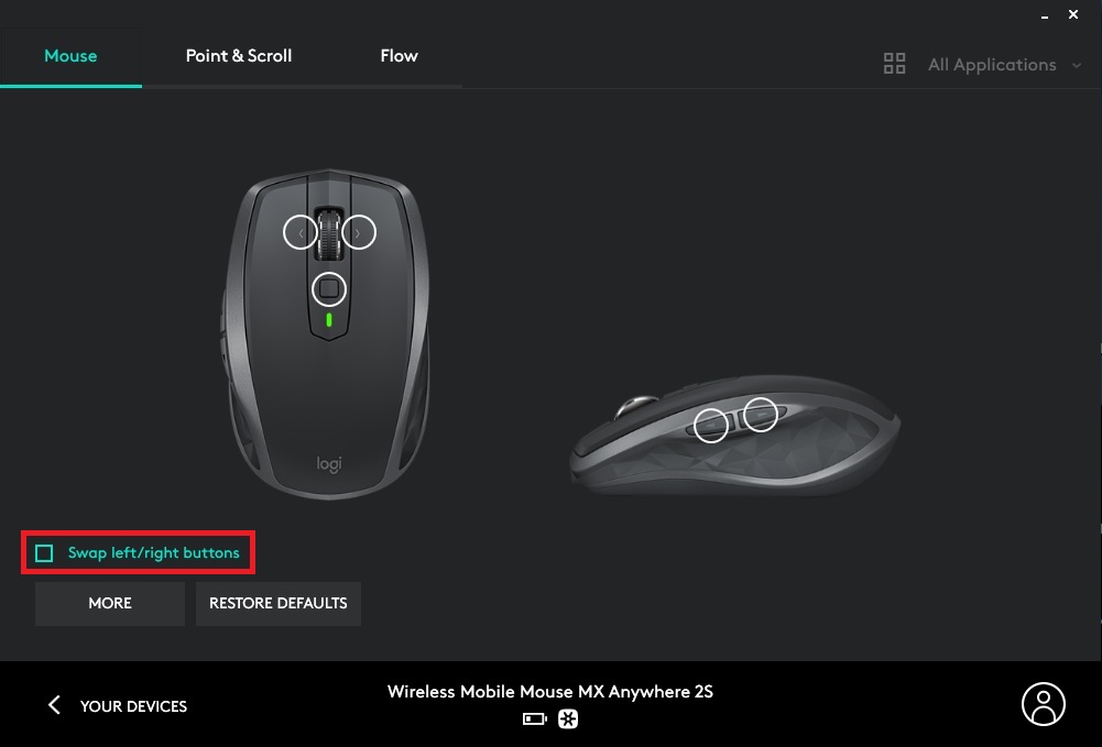 لاجیتک Options