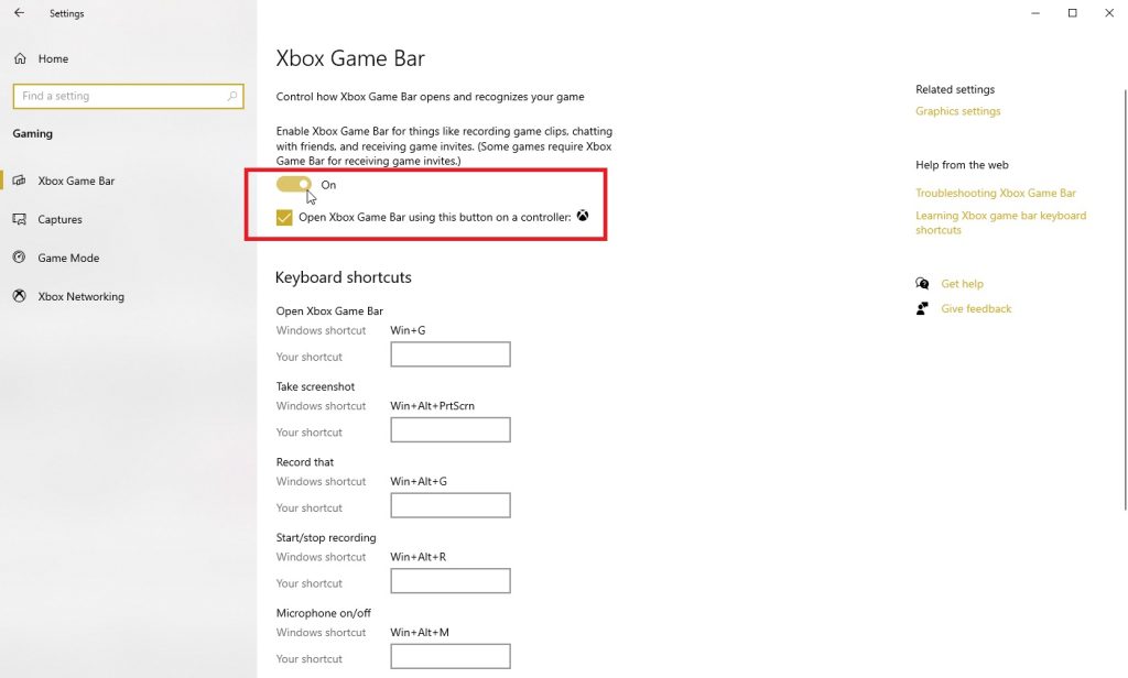 فعال کردن xbox game bar