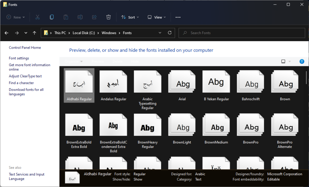 نصب فونت در Windows
